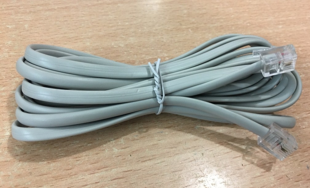 Dây Nhẩy Điện Thoại Bàn Panasonic RJ11 2 Wire Flat Cross Pinned Telephone Line Patch Cord Cable Length 3M