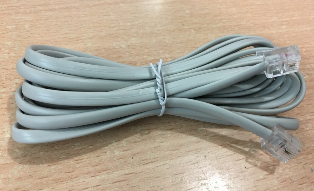 Cáp Line Điện Thoại Dẹt 2 Đầu Đúc Chính Hãng Chất Lượng Cao Alcatel EJE Telephone Patch Cord Crossover 2 Wire RJ11 to RJ11 White Length 3M