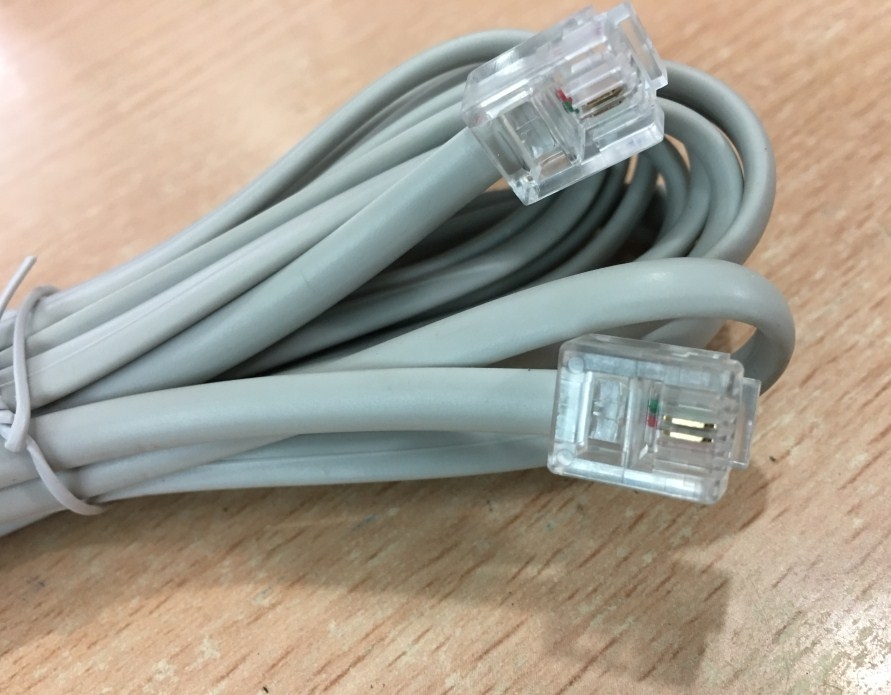 Cáp Line Điện Thoại Dẹt 2 Đầu Đúc Chính Hãng Chất Lượng Cao Alcatel EJE Telephone Patch Cord Crossover 2 Wire RJ11 to RJ11 White Length 3M
