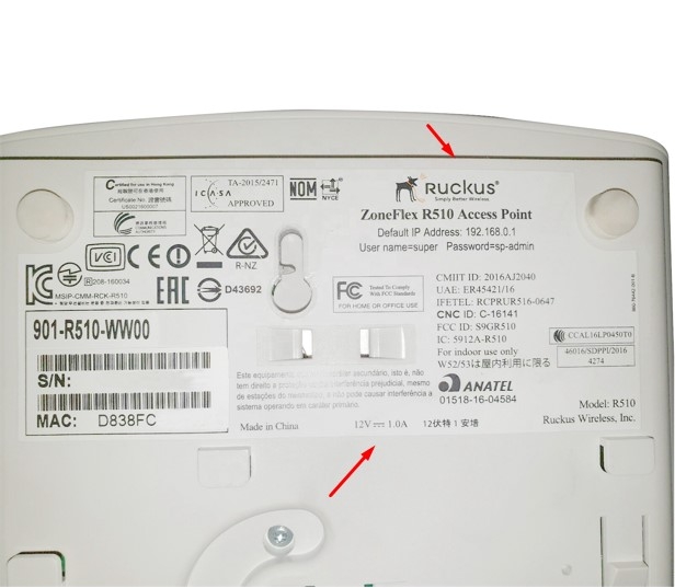 Adapter 12V 1.5A UE18W2 Connector Size 5.5mm x 2.1mm For Ruckus Wireless AP Ruckus R720, 7372, 7352, 7321, R600, R500, R300, R310, R320, R510, 7441 902-0173-US00 Power