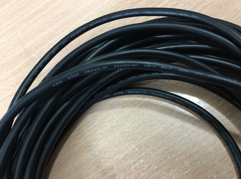 Cáp Điều Khiển Chất Lượng Cao AWM 2725 28AWG/1P 24AWG/2C VW-1 80°C 30V TH USB 2.0 I/II A FT1 60°C 30V High Speed USB Revision 2.0 Multi-Conductor Communication Cable 4 Wire Length 10M