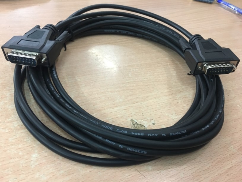 Cáp RS232C Chuẩn Nối Tiếp 15 Chân 2 Hàng D-SUB DB15 Male to DB15 Male 2 Row 15Pin 28AWG Cable Black Length 5M