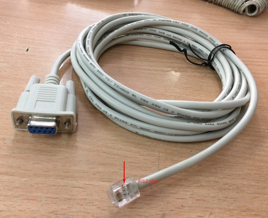 Cáp Điều Khiển Truyền Số Liệu RJ12 6Pin 6P6C to Com RS232 DB9 Female Grey Dài 1.5M