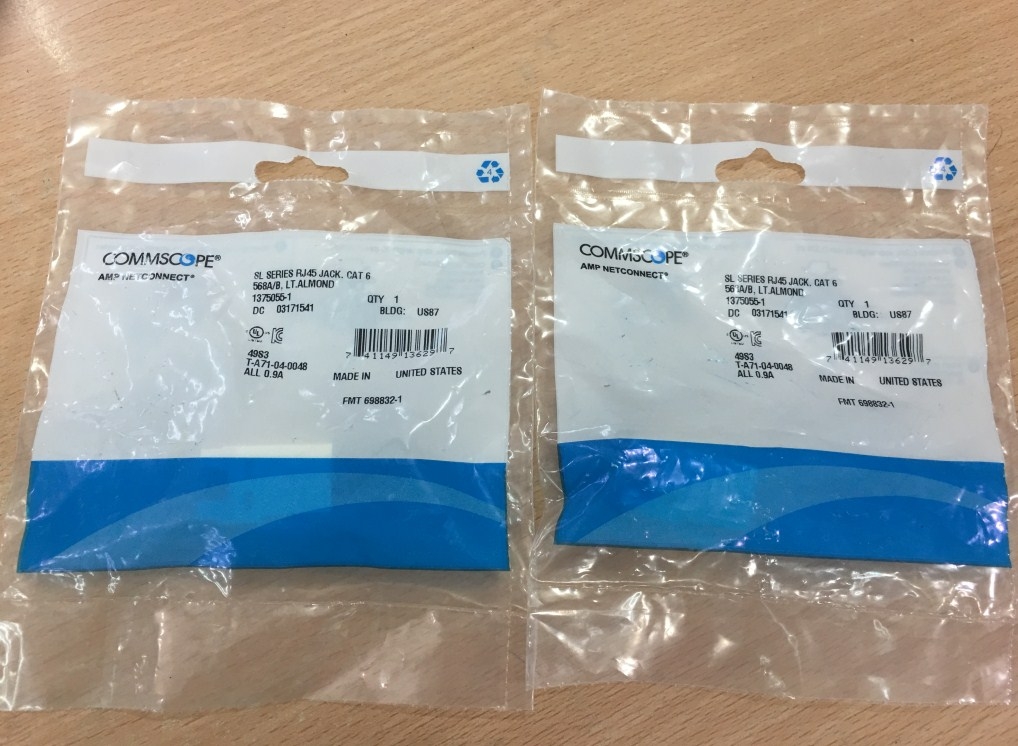 Nhân Mạng Chính Hãng AMP COMMSCOPE/TE CONNECTIVITY 1375055-1 CAT 6 JACK SL SERIES – ALMOND