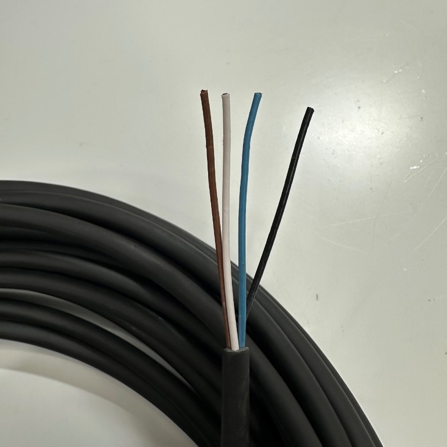 Cáp 10M 33ft Keyence OP-87641 Cable Connector Right Angled M12 4 Pin A-Code Female to 4 Core Open End 4x0.34mm² Black OD 5.0mm For Sensor I/O Industrial Power Cable