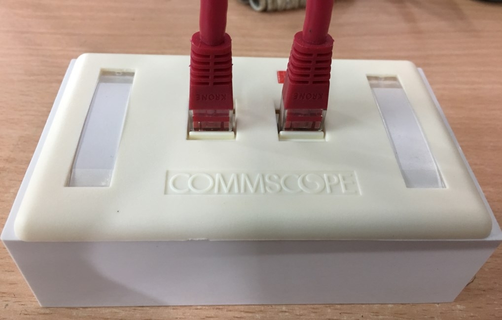Bộ Outlet RJ45 Cat5E Wall Plate Mặt Commscope Và 2 Nhân Mạng AMP Ethernet Network 2 Port