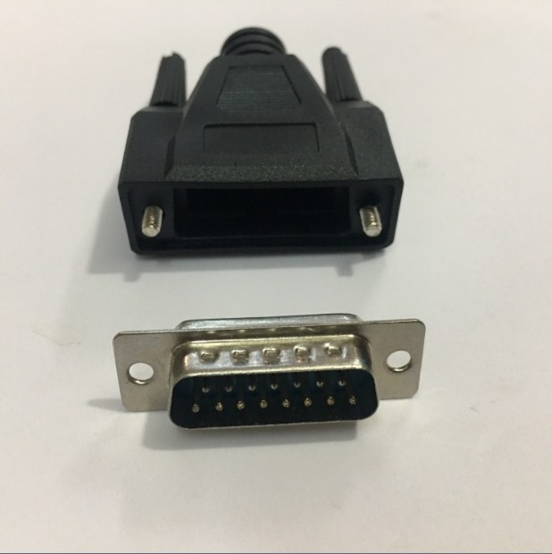 Bộ Rắc Hàn Cổng D-SUB 15 Chân Hai Hàng Dương DB15 Male 2 Row 15Pin PVC Shell Kit Plug Connector Black