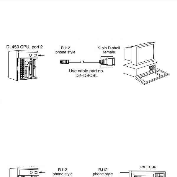 Cáp Kết Nối PLC Programming D2–DSCBL Cable KOYO DirectLOGIC 405 Với Máy Tính RS232C DB9 Female to RJ12 6 Pin Length 1.8M