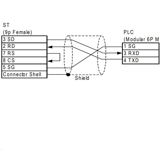 Cáp PLC Programming D2–DSCBL Kết Nối KOYO DirectLOGIC D0-05DD Với HMI Proface Touch Screen AST3211 RS232C DB9 Female to RJ12 6 Pin Cable Length 2M