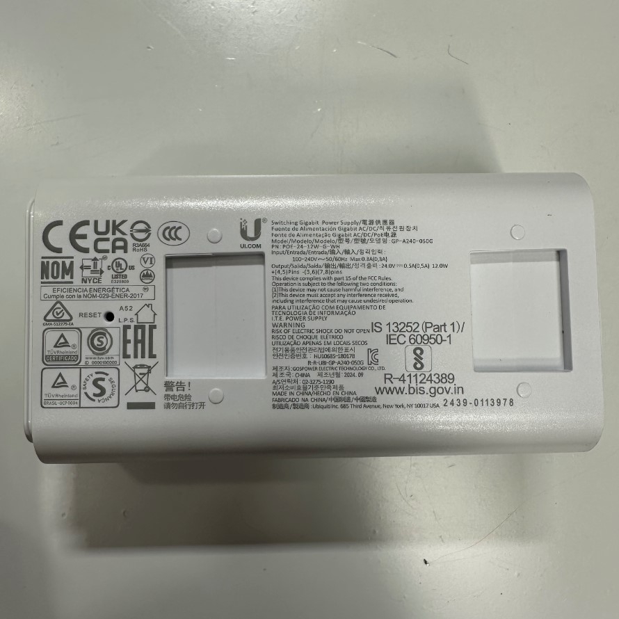 Adapter PoE 24V 0.5A 12W Ubiquiti GP-A240-050G POE Gigabit Power Supply IEEE 802.11 a/n/ac For Wireless Wi-Fi, Camera PoE