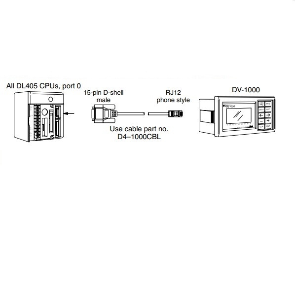 Cáp Kết Nối PLC Programming D4-1000CBL Cable KOYO DirectLOGIC 405 Với DV-1000 Direct View RS232C DB15 Male to RJ12 6 Pin Length 1.8M