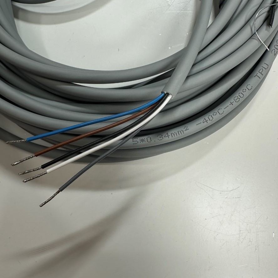 Cáp 10M 33ft ELCO CO12.5-10/P Cable Connector M12 5 Pin A-Code Female to 5 Core Open End Cable 5x0.34mm² Gray OD 5.5mm For I/O Industrial Power Cable