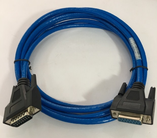 Cáp Nối Dài RS232C D-SUB 15 Chân Hai Hàng Âm Dương DB15 Female to DB15 Male 2 Row 15Pin 28AWG Multi-Core Cable Blue Length 3M