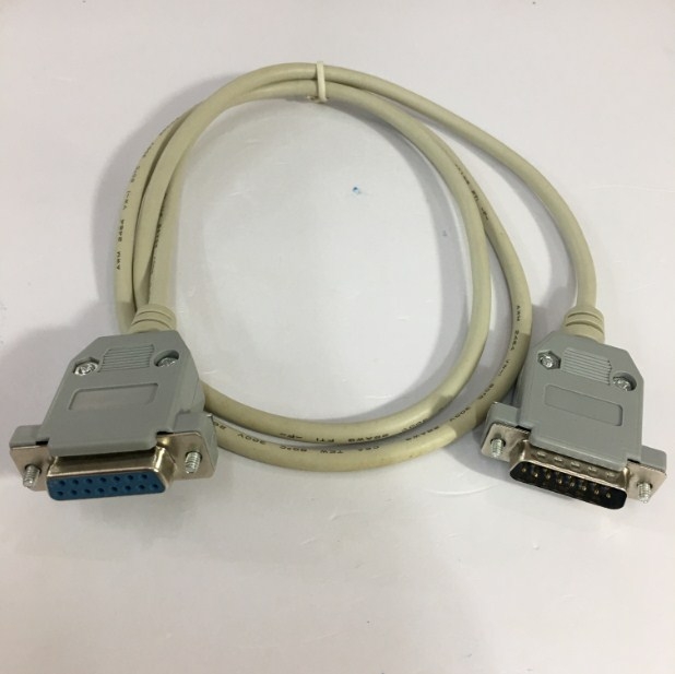 Cáp Nối Dài RS232C D-SUB 15 Chân Hai Hàng Âm Dương DB15 Female to DB15 Male 2 Row 15Pin 28AWG Cable Grey Length 1.1M