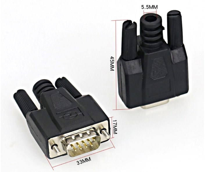 Vỏ Ốp Nhựa Đầu Hàn RS232 DB9 VGA 15 Pin HD15 PVC Shell Connector Black