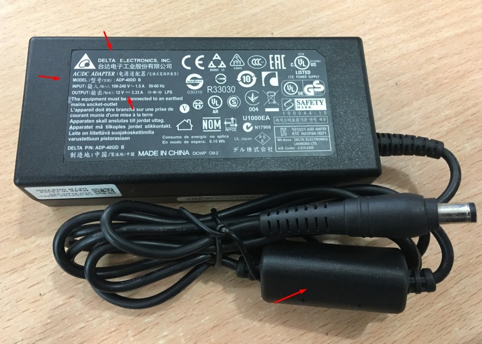 Adapter Original Delta Electronics ADP-40DD B 12V 3.33A 40W IEC C14 Connector Size 5.5mm x 2.1mm