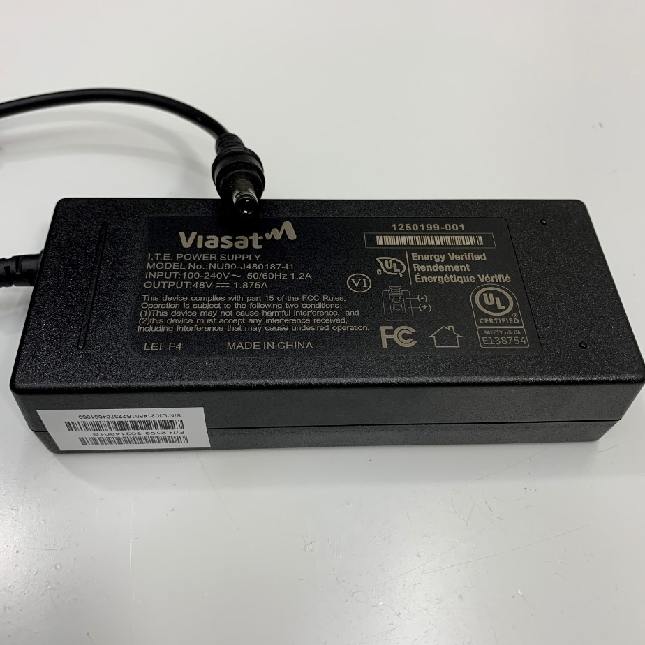 Adapter 48V 1.875A 90W VIASAT Connector Size 5.5mm x2.5mm For Logitech Rally Table Hub Video Conferencing Device