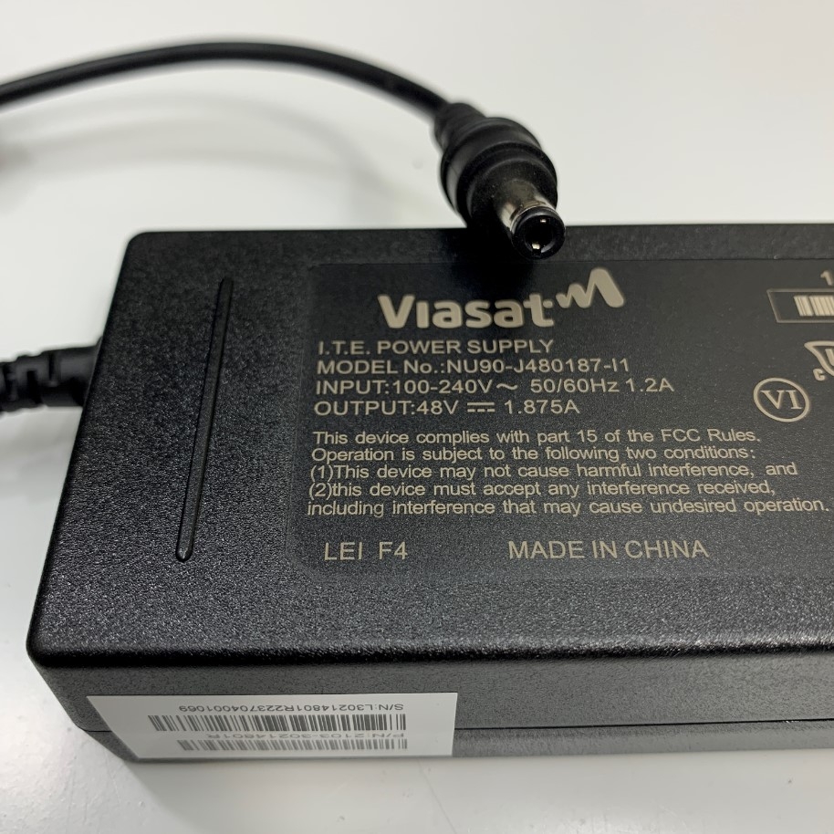 Adapter 48V 1.875A 90W VIASAT Connector Size 5.5mm x2.5mm For Logitech Rally Table Hub Video Conferencing Device