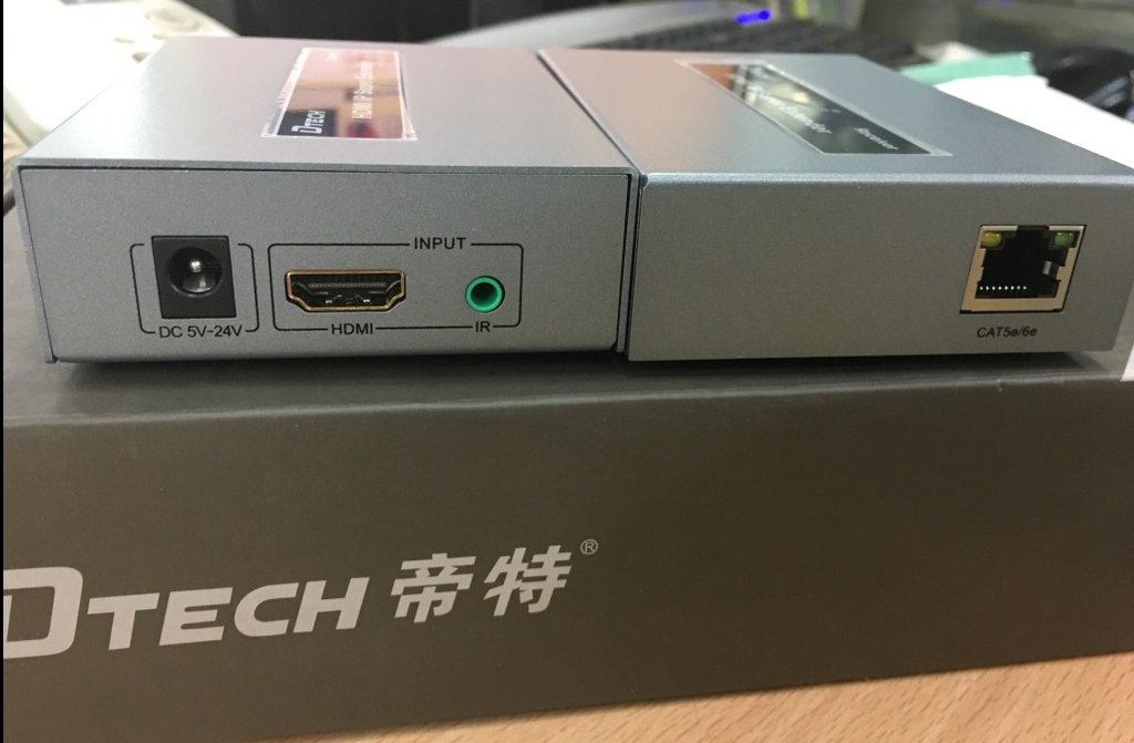 Bộ chuyển tín hiệu HDMI qua cáp mạng DTECH DT-7046 HDMI over Single Cat 5e/6 Extender Ethernet and IR Length 120M