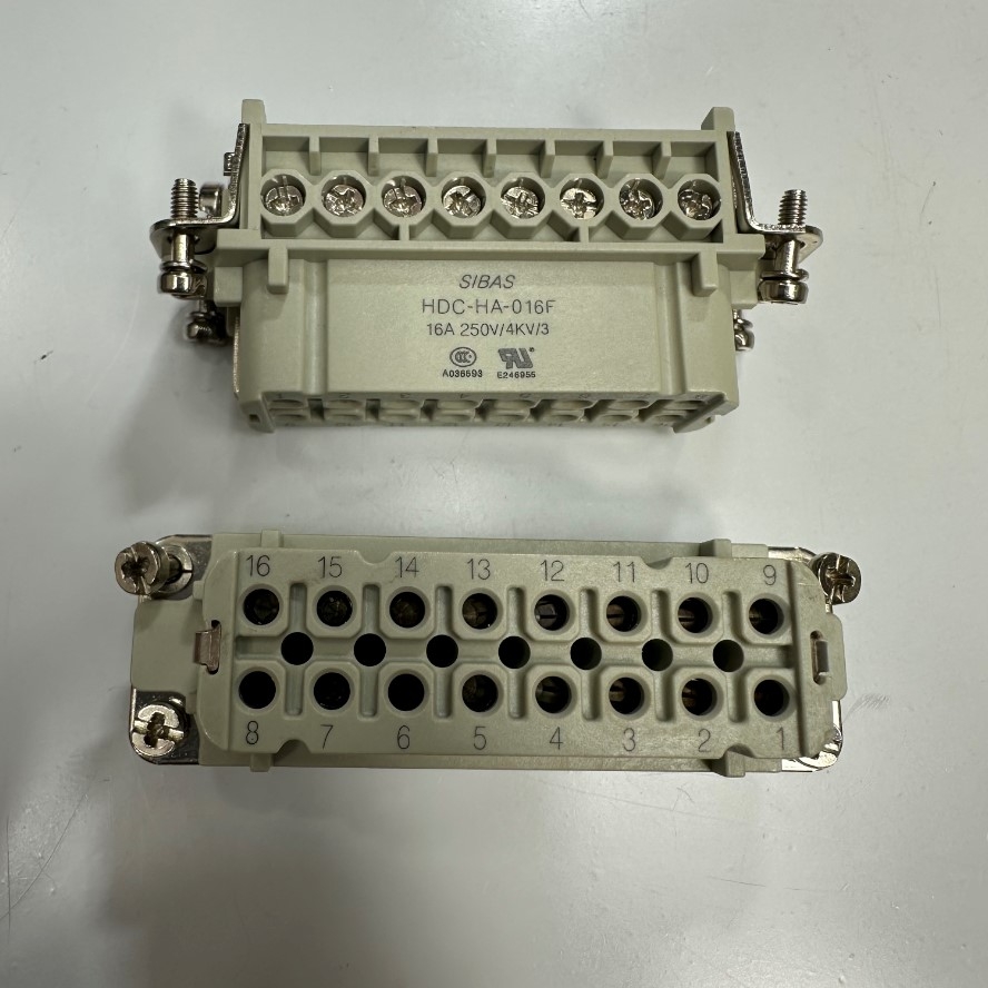 Đầu Jack Connector SIBAS HDC-HA-016-F 16 Pin Female 16A 250V/4KV/3 For Đầu Nối Điện Công Nghiệp Industrial Power Screw Terminal Heavy Duty Insert
