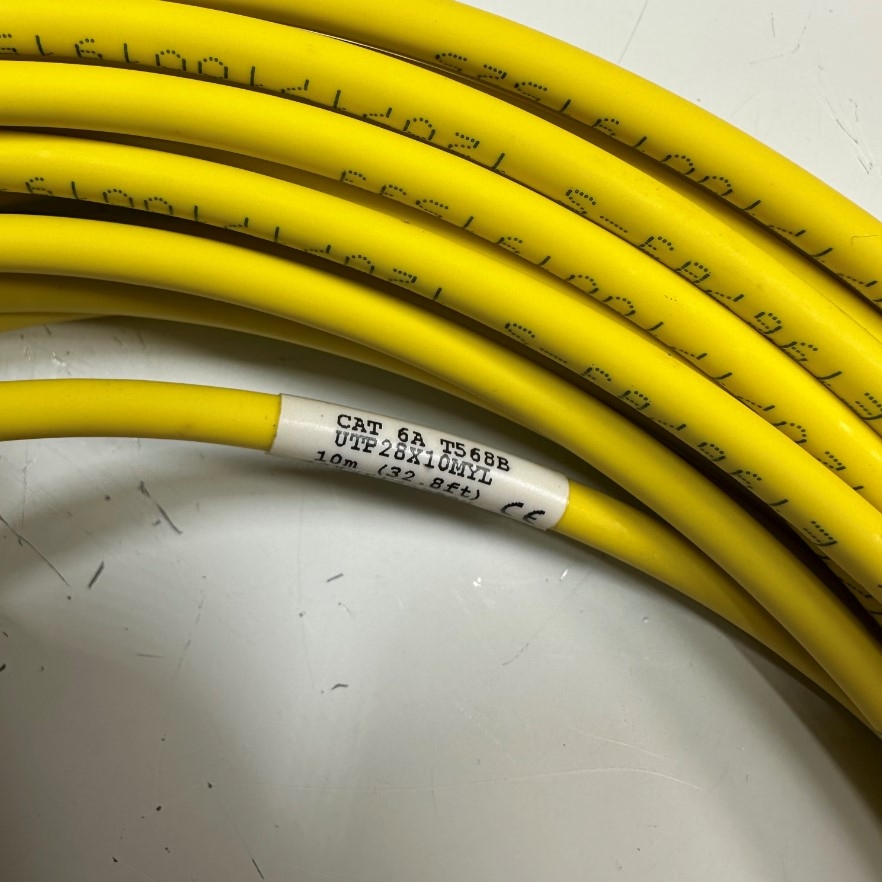 Cáp Mạng 10M 33ft Panduit Patch Cord CAT6A UTP Performance CM/LSZH 28X10MYL Small Diameter OD 4.8mm 4 Pair 28AWG Yellow For Industrial Ethernet Network LAN 10 Gigabit