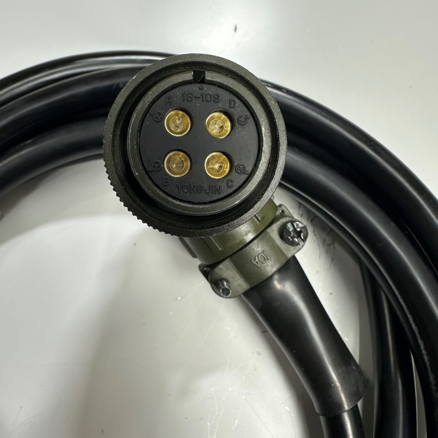 Cáp 3M 10ft OEM Thay Thế JZSP-CVMCA12-03-E Yaskawa SGMGV Series 1.3kW Tới 1.8kW Servo Motor Power Cable Connector YONGJIN 18-10S 4 Pin Female to 4 Core Open End