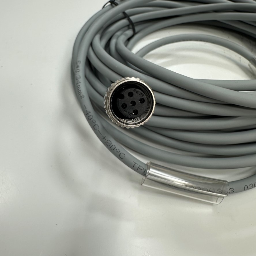 Cáp 10M 33ft ELCO CO12.5-10/P Cable Connector M12 5 Pin A-Code Female to 5 Core Open End Cable 5x0.34mm² Gray OD 5.5mm For I/O Industrial Power Cable