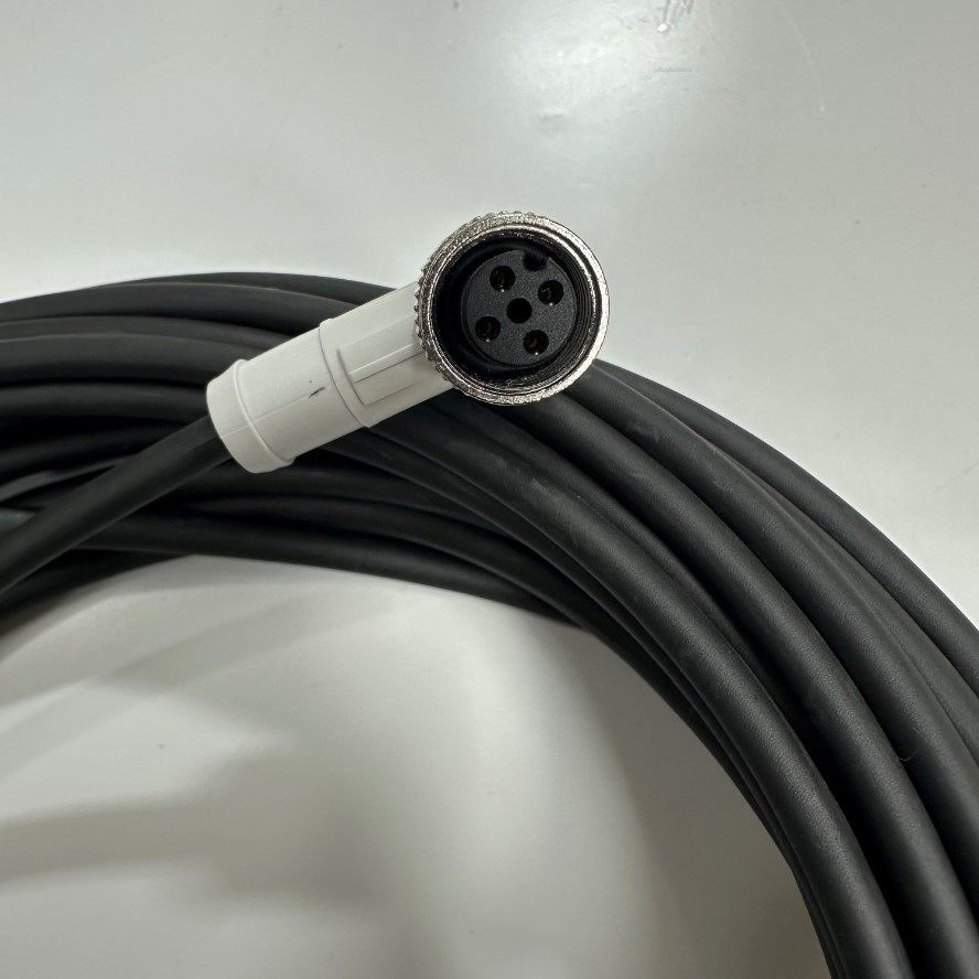 Cáp 10M 33ft Keyence OP-87641 Cable Connector Right Angled M12 4 Pin A-Code Female to 4 Core Open End 4x0.34mm² Black OD 5.0mm For Sensor I/O Industrial Power Cable