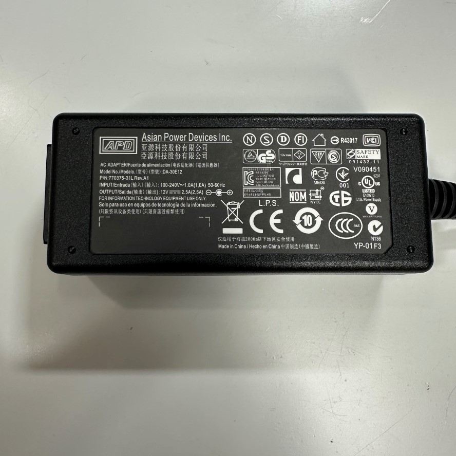 Adapter 12V 2.5A 30W APD Connector Tip Size 6.5mm x 4.4mm For Yokogawa AQ1200 AQ7280 AQ7284 AQ7282 AQ7283 OTDR Battery Charger Power Supply