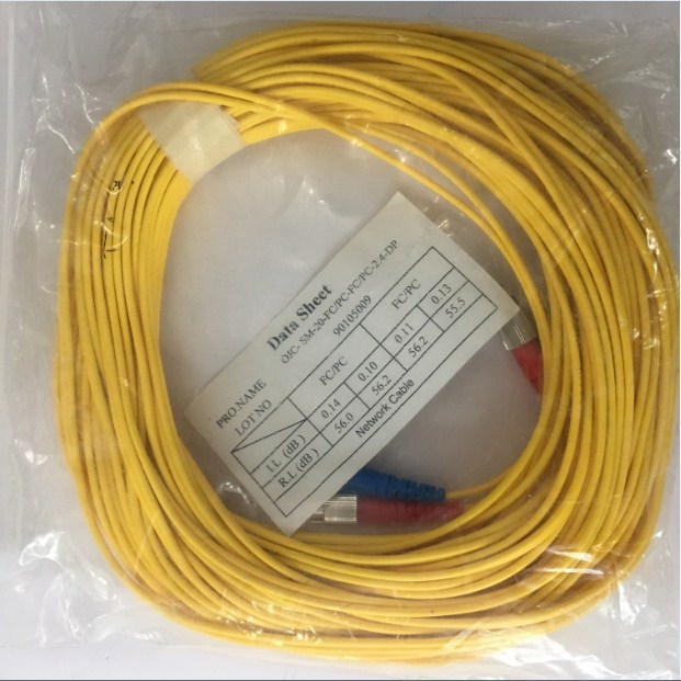 Dây Nhẩy Quang Data Sheet Fiber Optic Cable FC to FC Singlemode Duplex 9/125 2.4mm PVC Length 20M