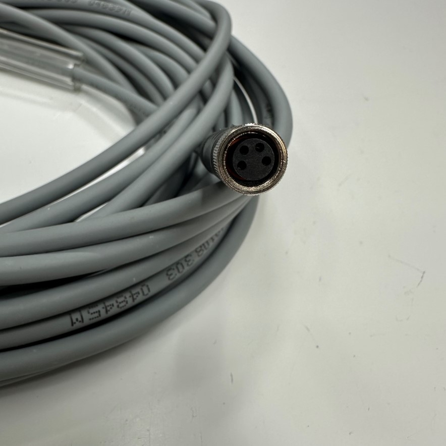 Cáp 10M 33ft ELCO CO8.4-10/P Cable Connector M8 A-Code 4 Pin Female to 4 Core Open End 24AWG 4x0.25mm² Gray OD 4.6mm For I/O Industrial Power Cable