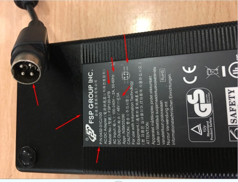 Adapter EtherWAN 48V 2.5A 120W FSP FSP120-AFB For Media Converters EL1032T-A0B Connector 4P Mini Din 10mm