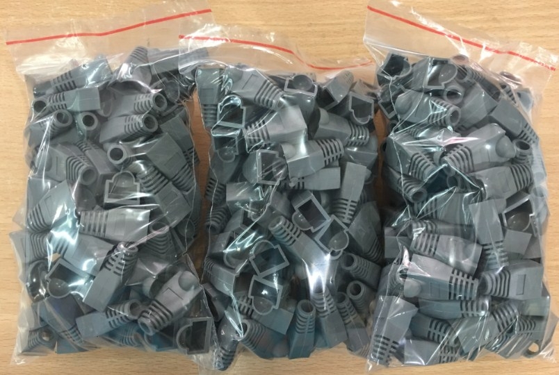 Đầu Boot Color Chụp Đây Mạng CAT5E/ CAT6 RJ45 Rubber Boot Packs For Network / Patch Cables GREY 100PCS
