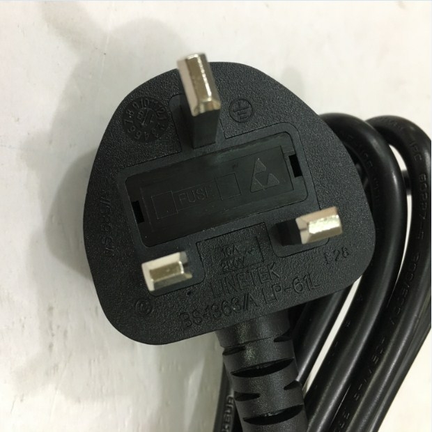 Dây Nguồn 3 Chấu Có Cầu Trì Hàng LINETEK Original Đi Theo Máy Tính Đồng Bộ AC Power Cord HP 100613-008 BS1363 to C13 10A 250V 3X0.75mm Length 1.8M