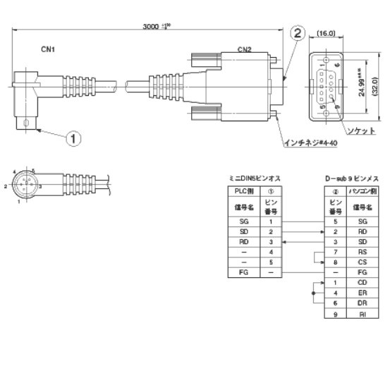 Cáp PLC Programming Panasonic AFC8503 Cable RS232C DB9 Female to Mini Din 5 Pin Male Connector For PLC to PC or PLC to HMI Length 3M