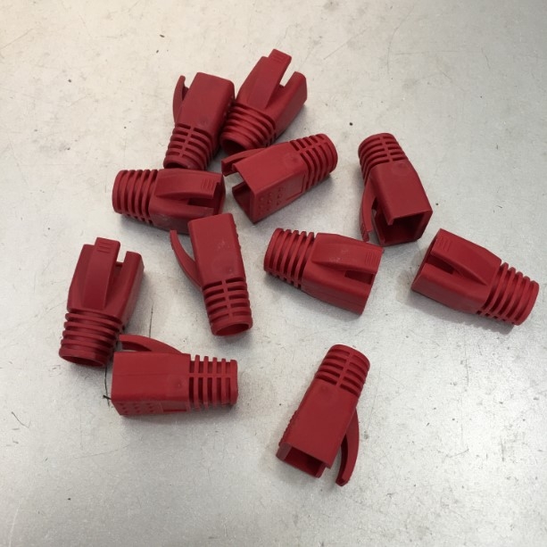 Đầu Bọc Mạng Plug Boot UTP CAT6A/7/8 Boot Color RJ45 RED Max Cable OD 7.0 – 8.0mm QTY 100 PCS