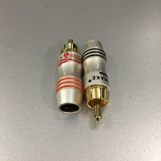 Rắc Hàn Gold Snake RCA Male Plug Jack Audio Speaker AV Video Cable Diameter 8mm Silver Connector Adapter