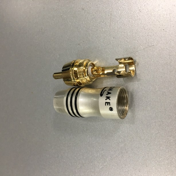 Rắc Hàn Gold Snake RCA Male Plug Jack Audio Speaker AV Video Cable Diameter 8mm Silver Connector Adapter