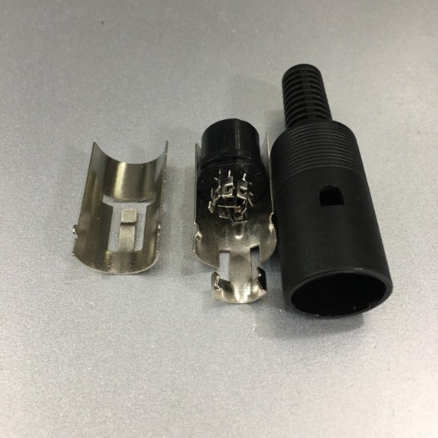 Rắc Hàn Brand Jack DIN 8 PIN Female 13mm Socket Audio Connector Cable Diameter 6mm Black