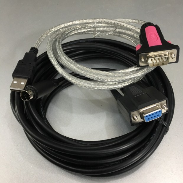 Bộ Combo LS PLC XGB Series PMC-310S Loader Cable Connection PC to PLC RS232C 6 Pin Mini DIN Male to DB9 Female Và USB to RS232 Z-TEK ZE533A Length 6.8M