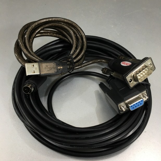 Bộ Combo LS PLC XGB Series PMC-310S Loader Cable Connection PC to PLC RS232C 6 Pin Mini DIN Male to DB9 Female Và USB to RS232 Unitek Y-105 Length 6.5M