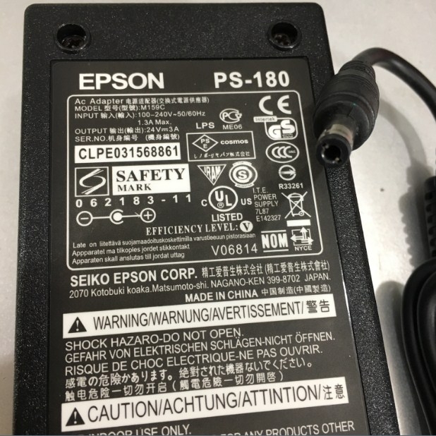 Adapter 24V 3A EPSON M159C PS-180 IEC C14 Connector Size 5.5mm x 2.5mm