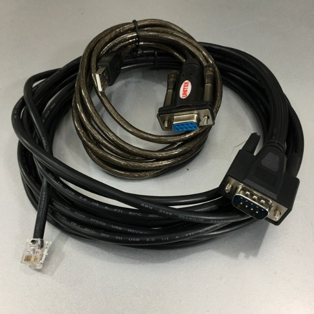 Bộ Combo Cấu Hình Switch Hirschmann Industrial Ethernet Terminal Cable 943 222-001 V.24 interface RS232 RJ11 4Pin 6P4C to DB9 Male Và USB to RS232 Unitek Y-105D Length 7M