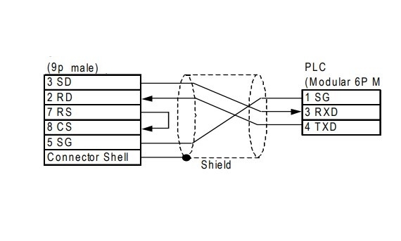 Cáp PLC Programming D2–DSCBL Kết Nối KOYO DirectLOGIC D0-05DD Với HMI HITECH PWS6600S-S RS232C DB9 Male to RJ12 6 Pin Cable Length 2M