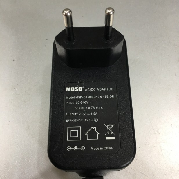 Adapter 12V 1.5A MOSO MSP-C1500IC12.0-18B-DE Connector Size 6.5mm x 3.0mm