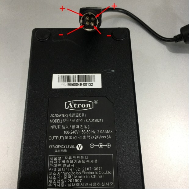 Bộ Chuyển Đổi Nguồn Adapter 24V 5A 120W Atron CAD120241 IEC C14 Connector Size 4 Pin Mini Din 10mm