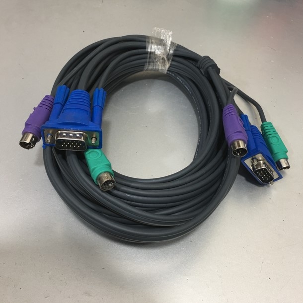 Cáp Điều Khiển KVM Switch Cable 3 in 1 PS2 Keyboar Mouse and VGA Male to Male For KVM Switch Smart View Pro or KVM Switch Length 5M