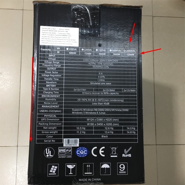 Bộ Lưu Điện UPS Offline Ares AR2200 2000VA 1200W