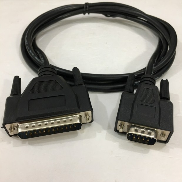 Cáp Máy In Mã Vạch Công Nghiệp Zebra RS232 DB9 Male to DB25 Male Hàng Chất Lượng Cao E239136 AWM 2464 For Zebra ZT600 Cable PVC Black Length 3M