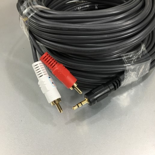 Cáp Tín Hiệu Âm Thanh Phòng Họp Hội Trường Audio Cable 3.5mm Male to 2x RCA Male Chĩnh Hãng Dtech Black Length 15M